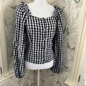 Who What Wear puffed sleeves cropped top linen blend size small